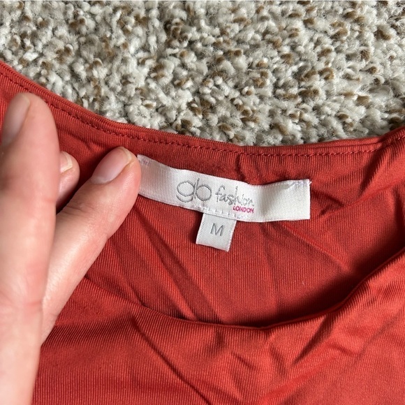 🦋 Glo Fashion London Burnt Orange High Neck Bodysuit Francesca’s Medium - Picture 2 of 8